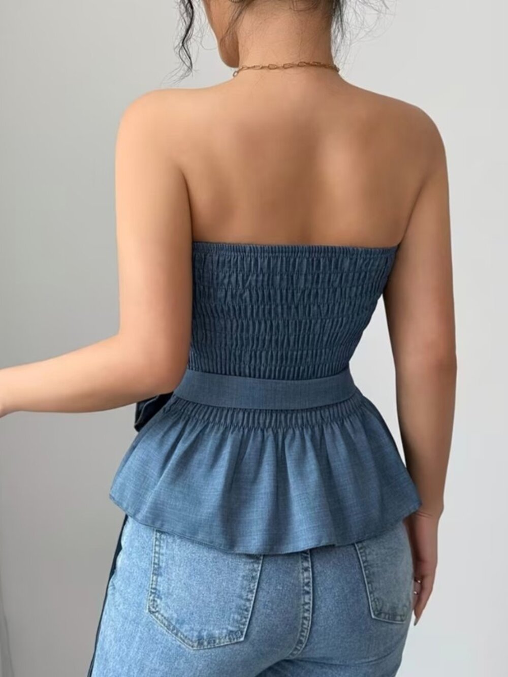 Sexy Off-The-Shoulder Backless Solid Color Versatile Hot Temperament Fashion - Picture 3 of 5